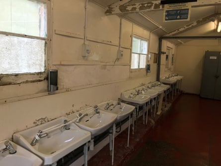 A wash room at the Napier Barracks.