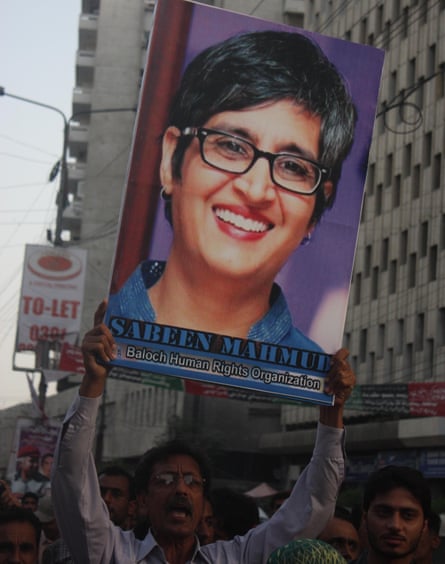 A rally in Karachi in 2015 after the murder of Sabeen Mahmud, Hanif’s friend, who had staged an event about the disappeared.