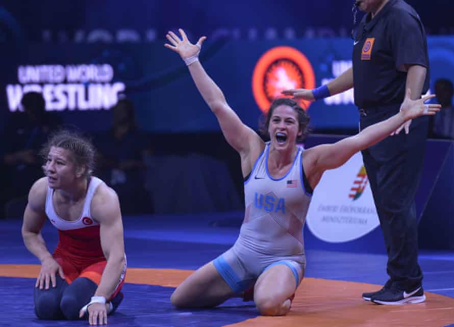 Adeline Gray (pictured on the right shows her victory over Yasemin Adar in the women's freestyle wrestling 76kg gold medal at the 2018 World Wrestling Championships.