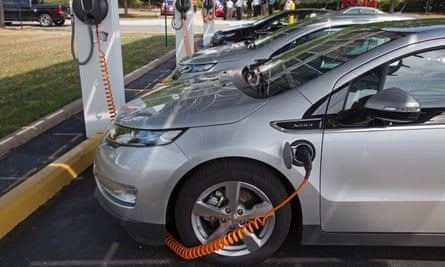 Chevrolet Volt Plug-In Electric Car at Charging Station