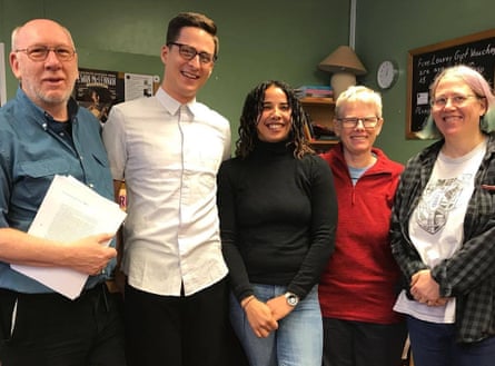 Leah Wilkins (centre) with staff at Five Leaves Bookshop, Nottingham