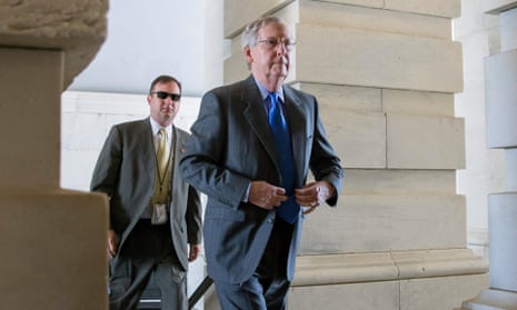 US Senate majority leader Mitch McConnell arrives at Capitol Hill.