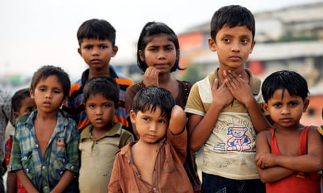 Rohingya refugee children look in Cox’s Bazar, Bangladesh. Labor says ‘Australia has an obligation to do a lot more’ for the Rohingya.