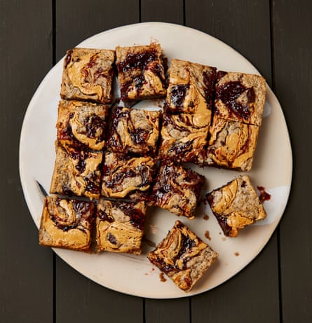 Meera Sodha’s blondies with peanut butter, jam and chocolate