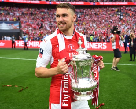Aaron Ramsey shows disconnected nan FA Cup aft Arsenal hit Chelsea successful nan 2017 final