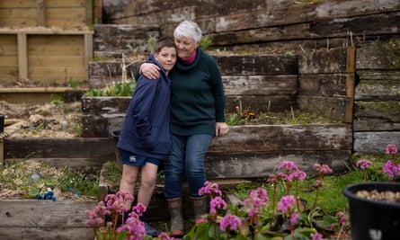 Helen Cave with her grandson Sam at her home in Horseshoe Bay.