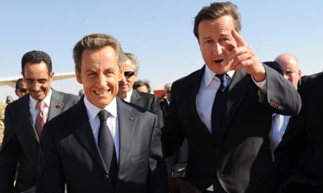 David Cameron and Nicolas Sarkozy in Benghazi, Libya
