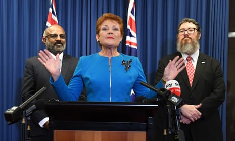 Pauline Hanson at a press conference