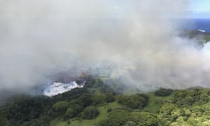 An arial photo show Green Lake, which was boiled away by lava.