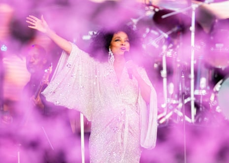 Diana Ross performs on the Pyramid stage