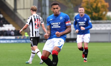 James Tavernier celebrates making the game safe with his second goal