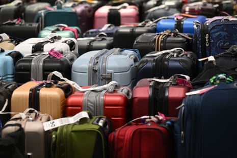 A large amount of travel luggage