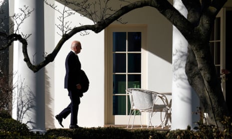 Joe Biden enters the Oval Office of the White House in Washington DC upon his return after spending the weekend in Delaware.
