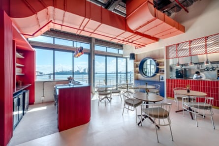 A bright and airy restaurant with a view over the sea