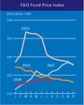 A graph showing world food prices