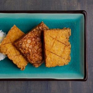 Garlic-marinated tempeh
