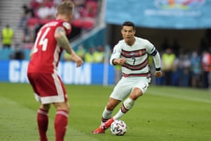 Portugal’s Cristiano Ronaldo runs with the ball.