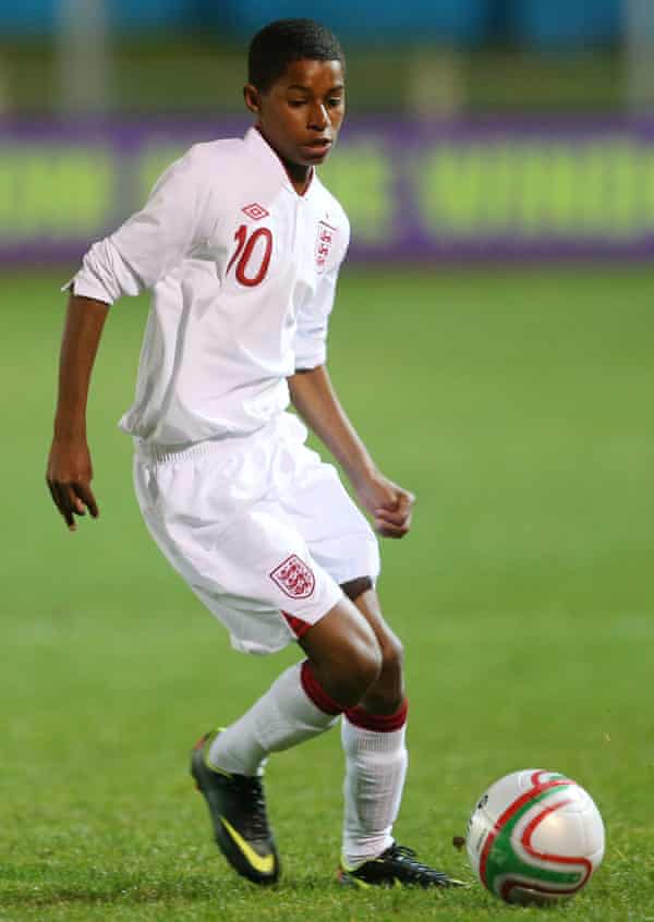 Marcus Rashford playing in the Wales U16 v England U16 Sky Sports Victory Shield Under 16 International in Port Talbot, Wales, 1/11/12