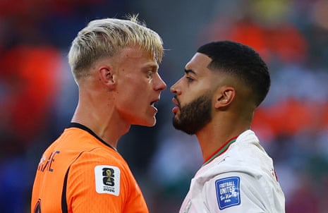 Morocco's Ismael Saibari clashes with Netherlands' Jan Paul van Hecke REUTERS/Daniel Becerril