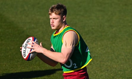 Fin Smith during an England training session in Girona before the 2024 Six Nations