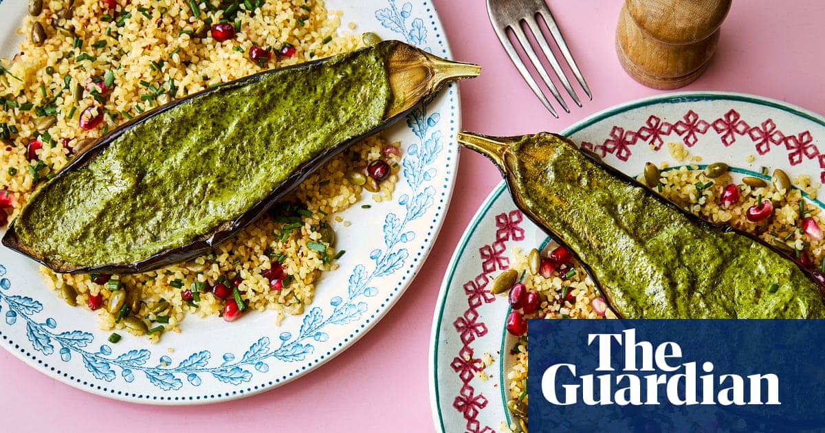Honey & Co’s recipes for tahini aubergines and green fishballs