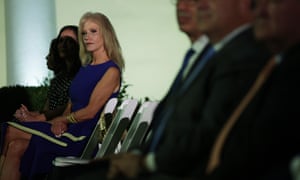 Kellyanne Conway waits to listen to Melania Trump’s address to the Republican national convention.