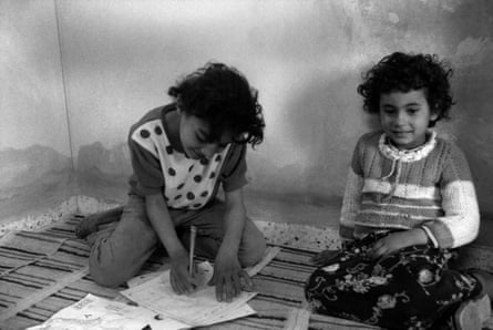 Two young girls photographed in Jenin refugee camp, West Bank, 1989.