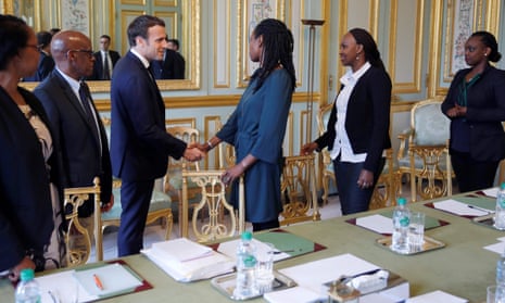 Emmanuel Macron meets French representatives of an organisation for survivors of the Rwandan genocide