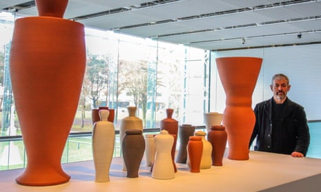 Ceramicist Julian Stair with his cinerary jars and vessels.