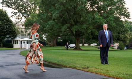 Melania and Donald Trump leave the White House.