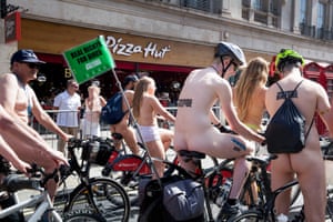 Participants ride near Euston