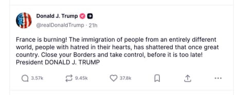 Donald Trump post on Truth Social