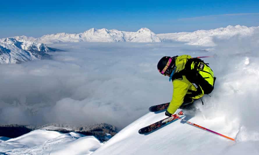 A person skiing