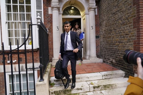 Rishi Sunak leaving his campaign HQ this morning.