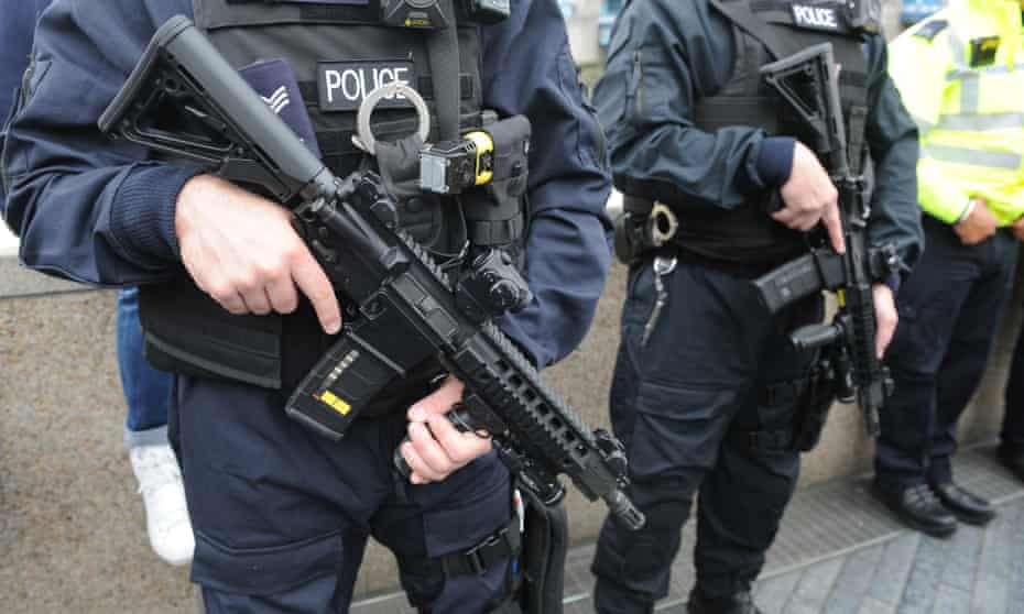 Armed police in London.