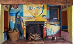 A mural by Lee Miller’s husband, Roland Penrose, above the dining room fireplace at Farleys, Sussex, UK.