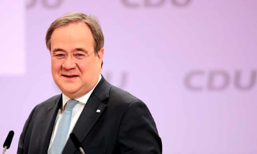 Armin Laschet reacts after being elected at the party’s 33rd congress,.