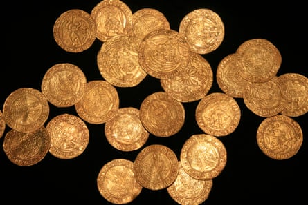 a small pile of gold coins