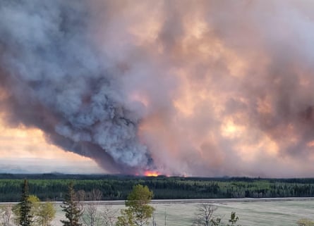 The fire in Fort Nelson, in British Columbia, which authorities fear could be fanned by strong winds.