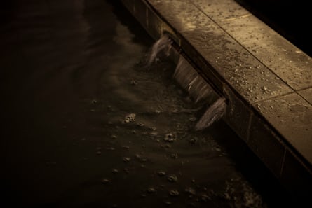 A closeup of the water at the Japanese Bath House