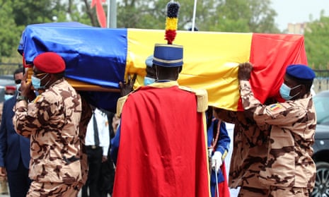 Soldiers carry the coffin of President Idriss Déby of Chad at his state funeral in the capital, N’Djamena.