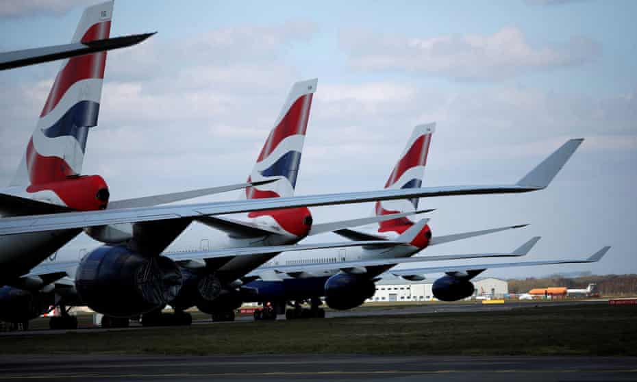 British Airways planes parked at Bournemouth airport