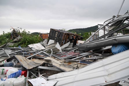 A damaged building is seen near Guangzhou