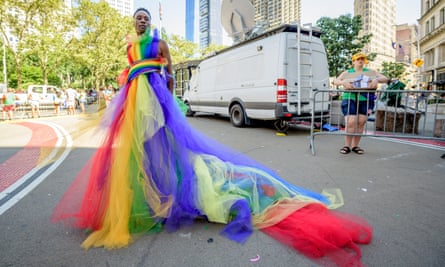 On the march at World Pride in New York City in 2019.