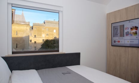 Bath on a budget … the Z Hotel offers double rooms from £45 a night. Picture is of a double room with window view to Bath town centre. UK.
