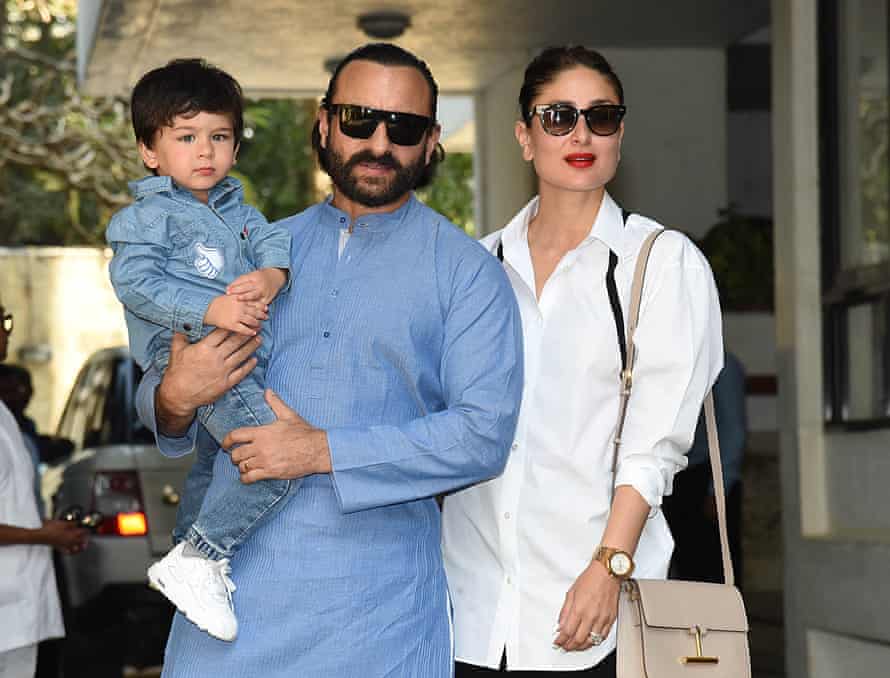 Kapoor Khan with her husband, Saif Ali Khan, and their elder son, Taimur in 2018.