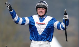 Bryony Frost celebrates.