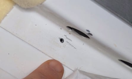 The hole found in the International Space Station.