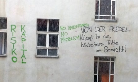 Graffiti on the outside wall of Friedel Strasse 54.
