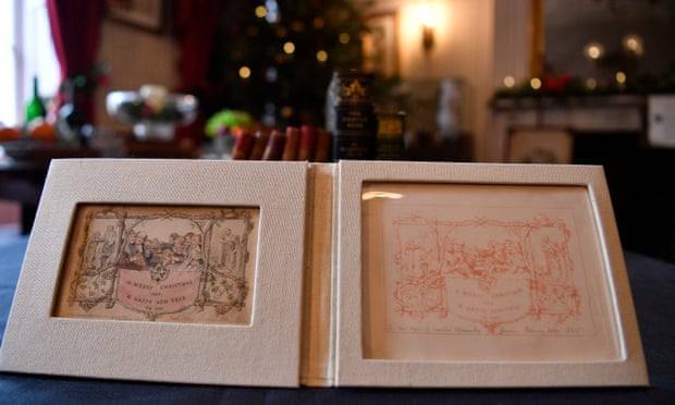 The world’s first printed Christmas card, alongside the original proof.